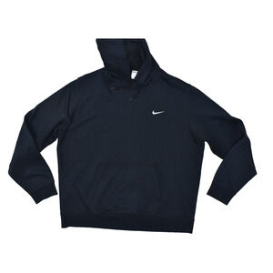 Nike Sportwear Men's Pullover Hoodie Black White Swoosh Size XXL Fleece Cotton